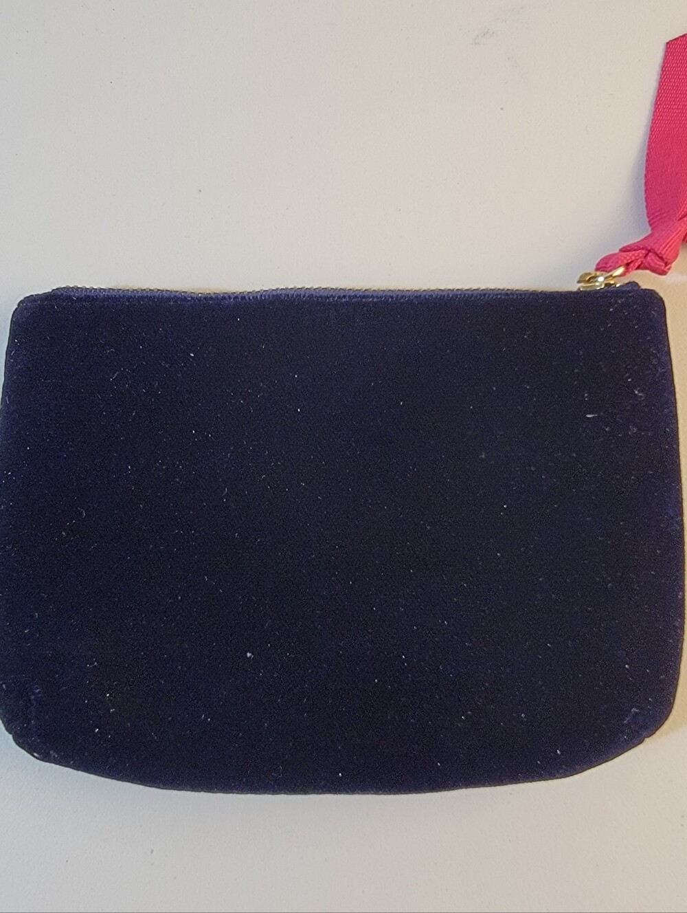 Talbots Velvet Holiday Zipper Pouch, Change Purse, Embroidered Wreath, Dark Blue - Picture 5 of 8